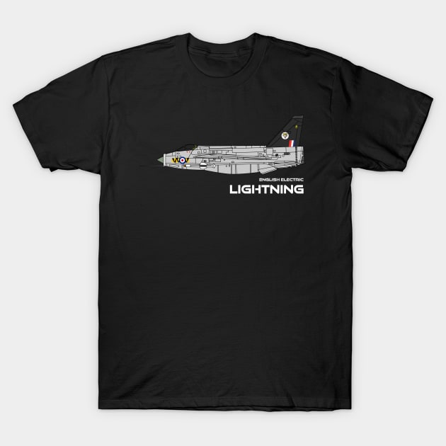 English Electric Lightning (74 Sqd RAF) T-Shirt by BearCaveDesigns